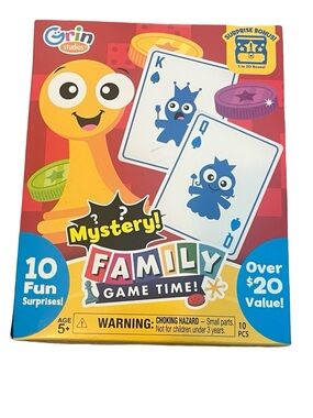Mystery Family Game Time! Card Game - Red/Yellow. New: Sealed Box; Great Cond.
